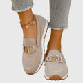 Mocassins pour Dames avec Boucle Dorée et Semelle Épaisse
