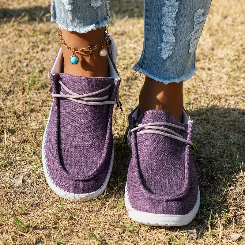 Mocassins pour Femmes avec Lacets et Semelle Blanche