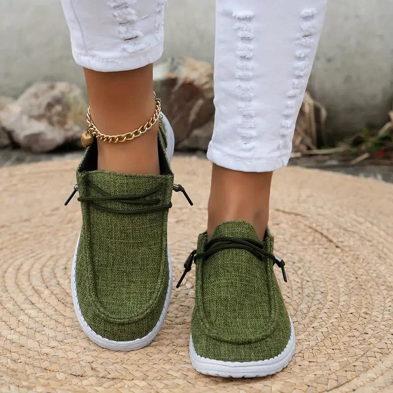 Mocassins pour Femmes avec Lacets et Semelle Blanche
