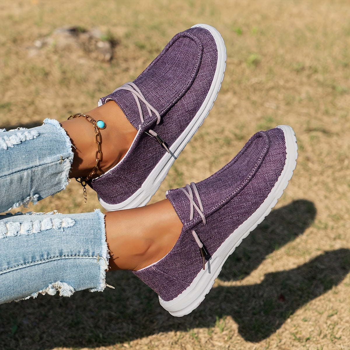 Mocassins pour Femmes avec Lacets et Semelle Blanche