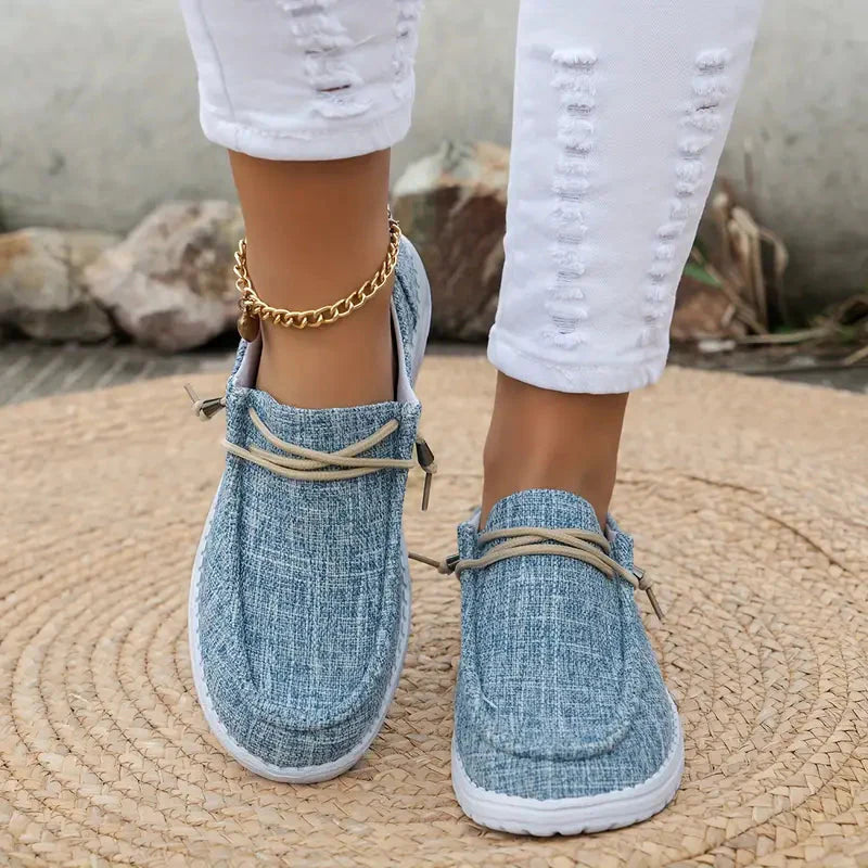 Mocassins pour Femmes avec Lacets et Semelle Blanche