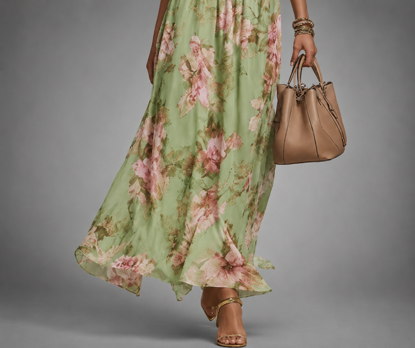 Robe Maxi Femme avec Décolleté Halter et Imprimé Floral