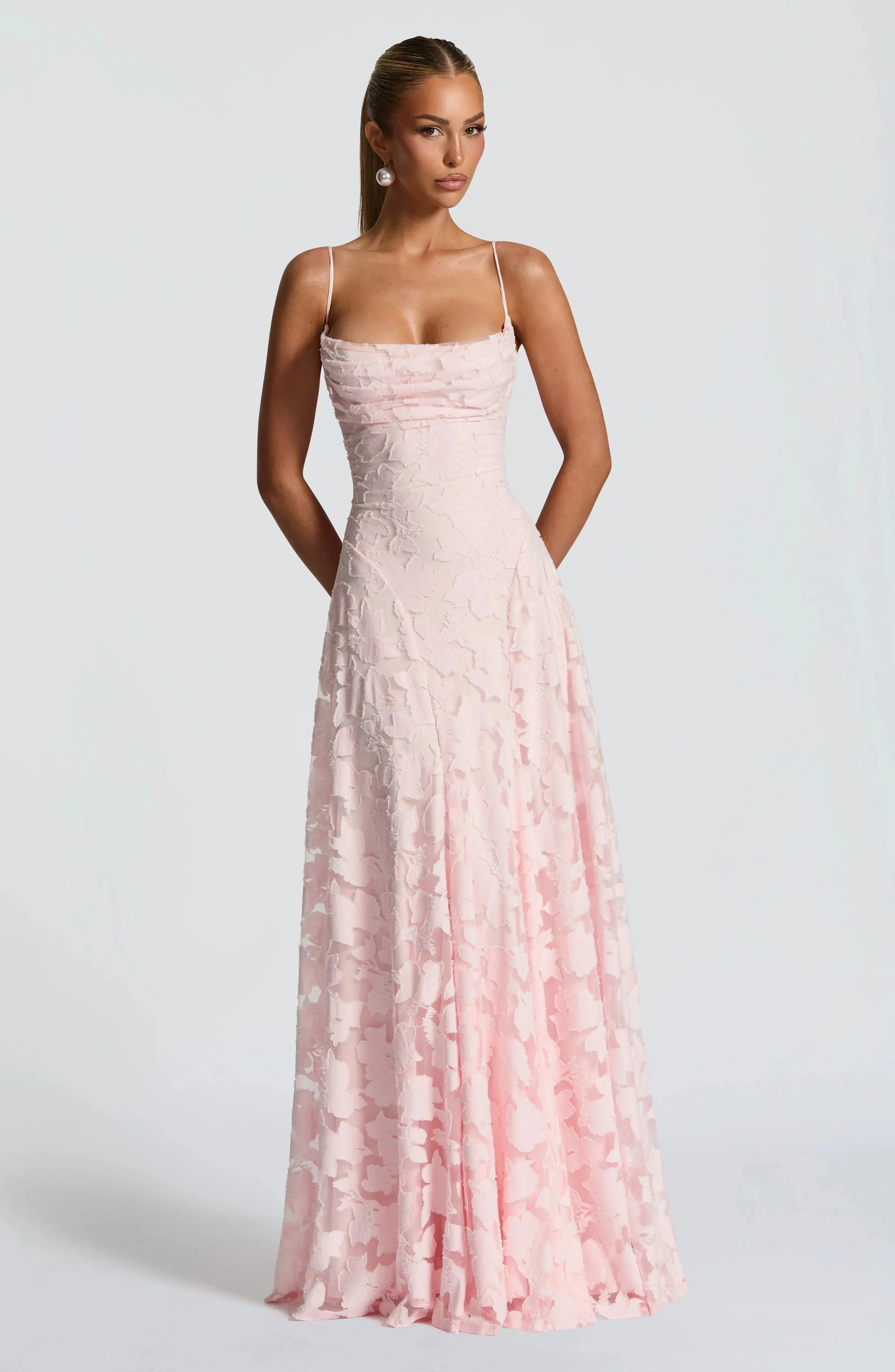 Robe Maxi Femme Sans Manches avec Col Cowl et Motif Floral
