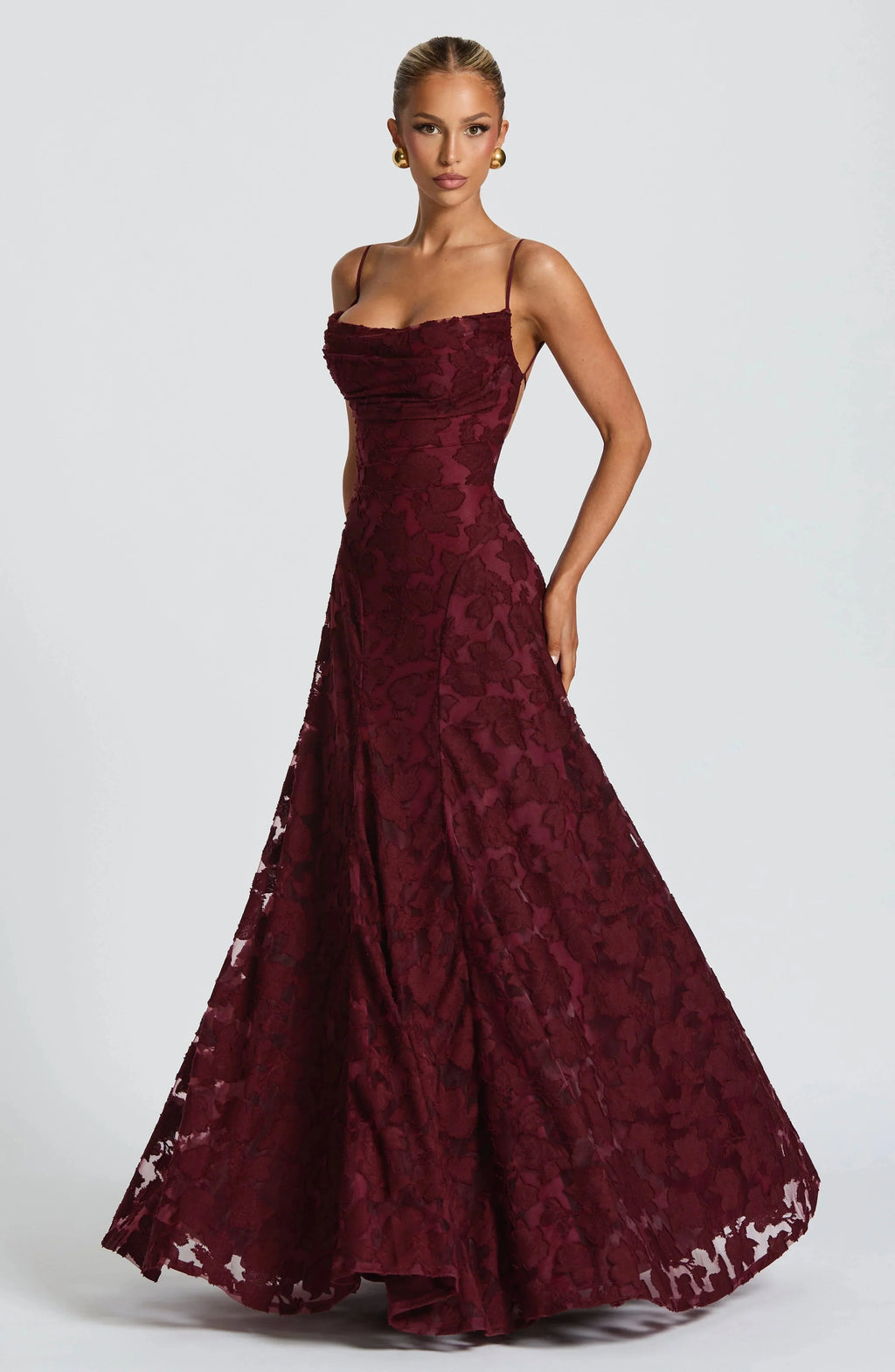 Robe Maxi Femme Sans Manches avec Col Cowl et Motif Floral