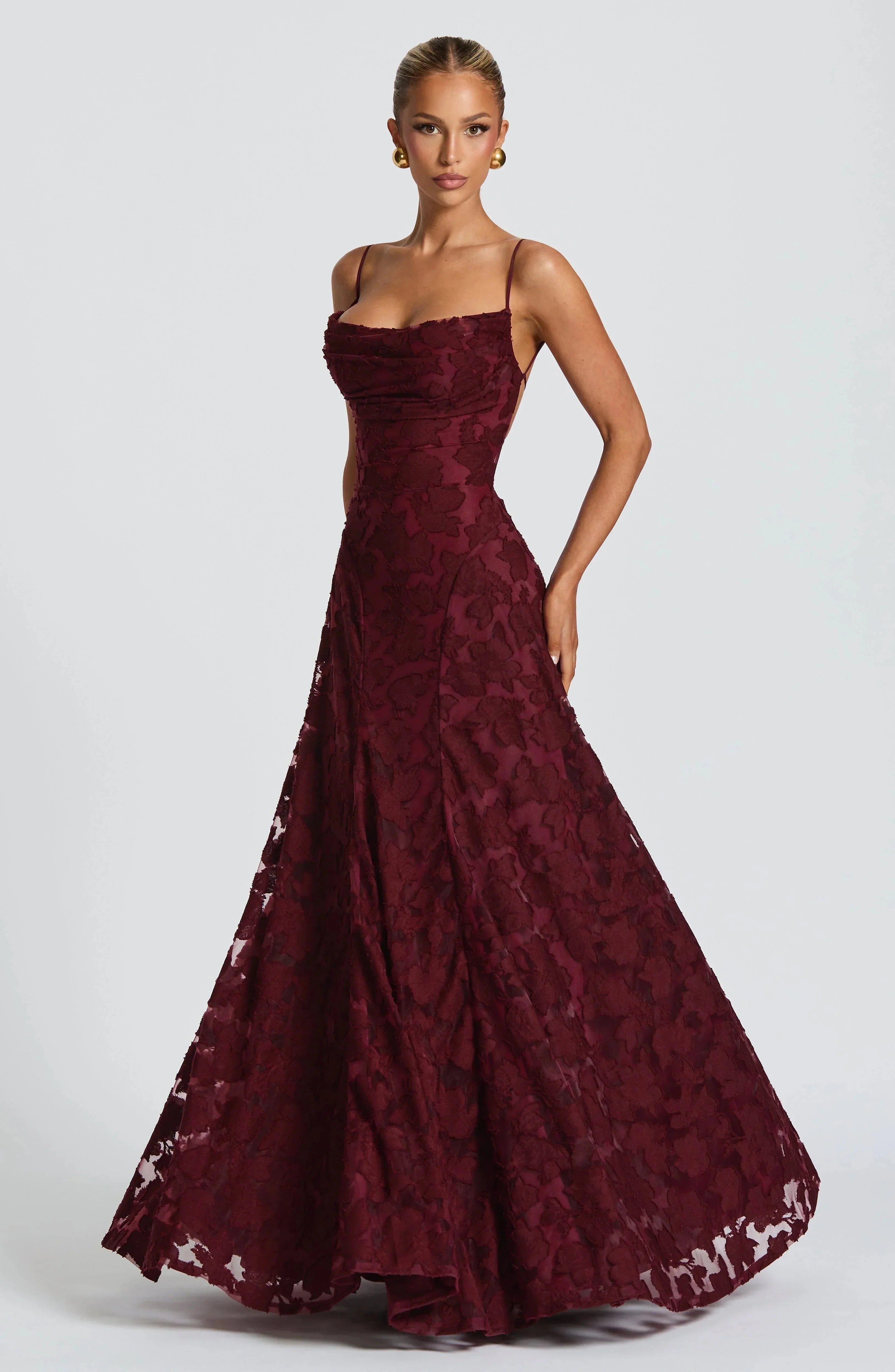 Robe Maxi Femme Sans Manches avec Col Cowl et Motif Floral