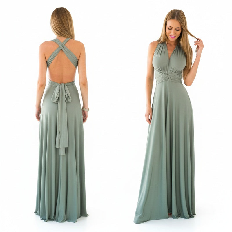 Robe Maxi Femme Sans Manches avec Décolleté en V et Bretelles Ajustables