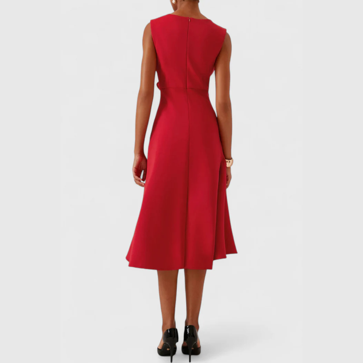 Robe Midi Femme Sans Manches avec Ourlet Asymétrique et Drapé
