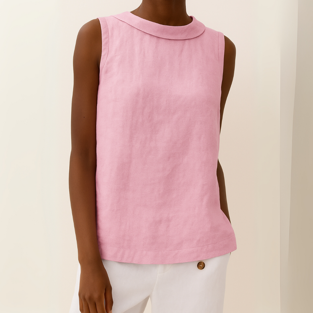 Blouse sans manches pour femmes avec col roulé et coupe droite