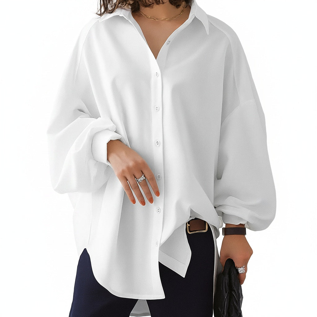 Blouse Oversized Femme à Manches Longues et Manches Bouffantes