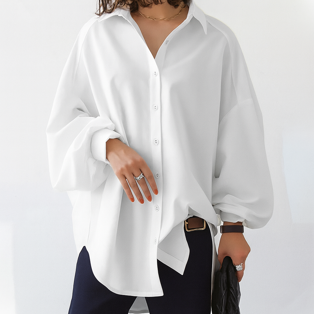 Blouse Oversized Femme à Manches Longues et Manches Bouffantes