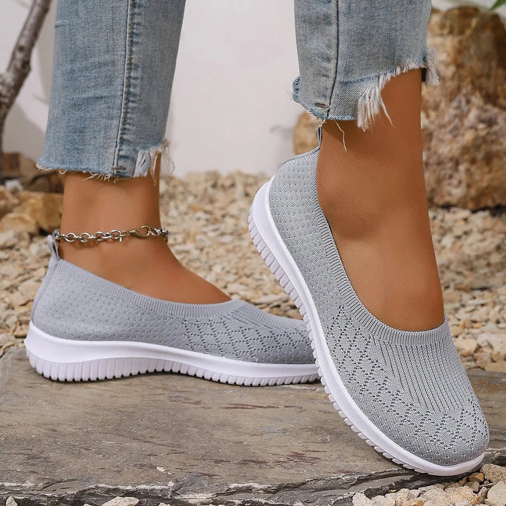 Baskets Slip-on pour Femmes avec Bout Rond et Modèle à Enfiler