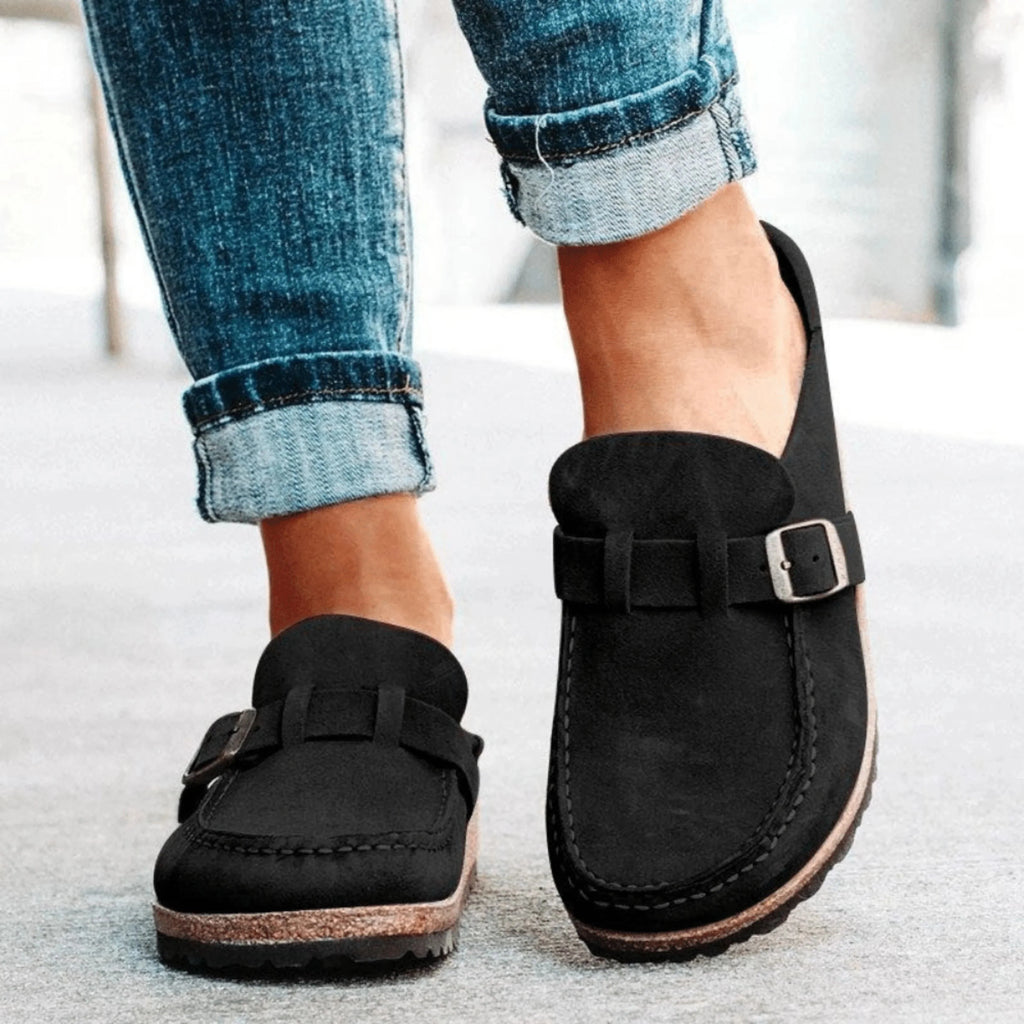 Chaussons Dames avec Boucle et Semelle en Liège