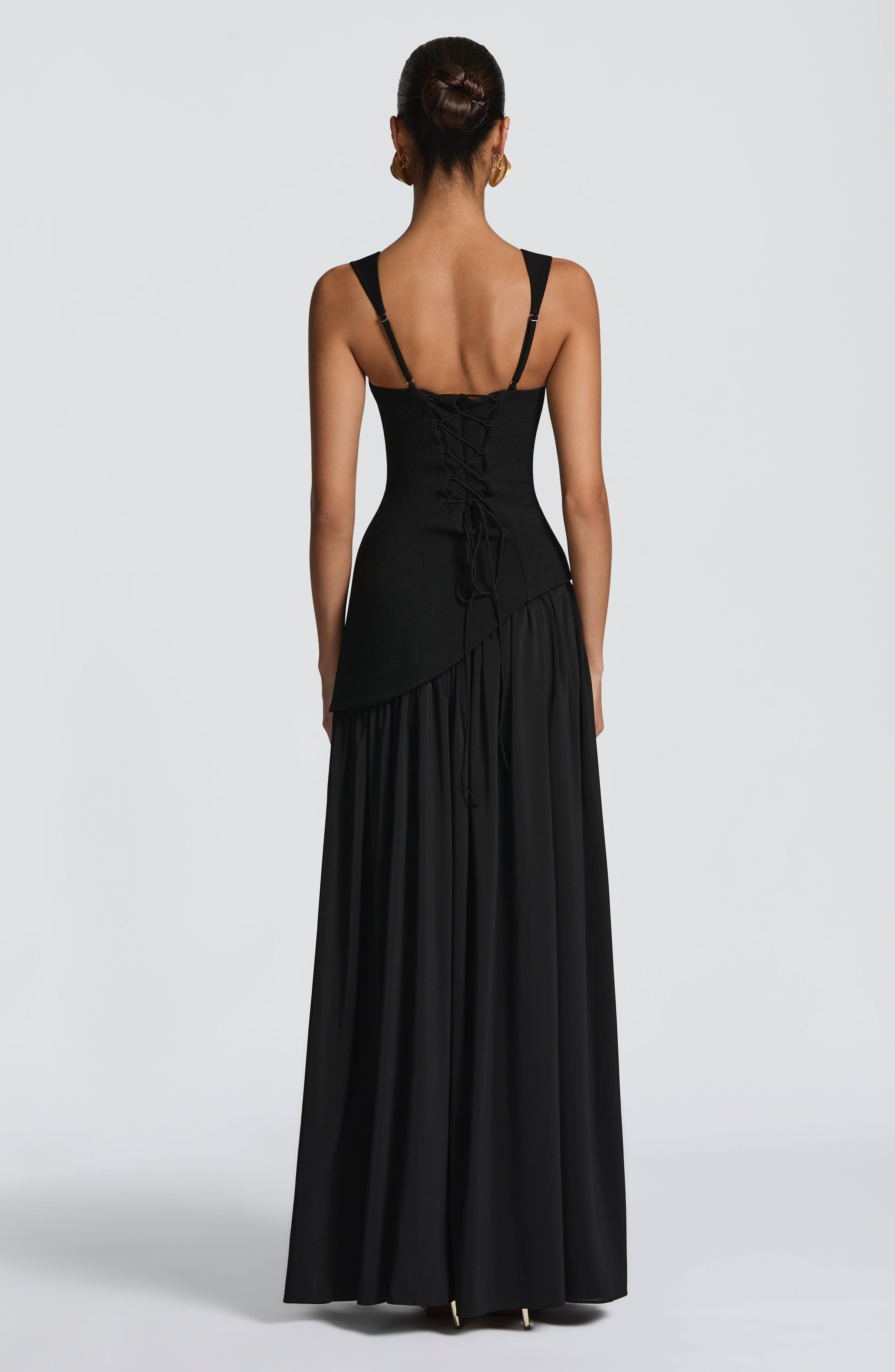 Robe Maxi Sans Bretelles pour Femmes avec Corset et Taille Asymétrique
