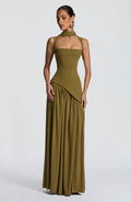 Robe Maxi Sans Bretelles pour Femmes avec Corset et Taille Asymétrique