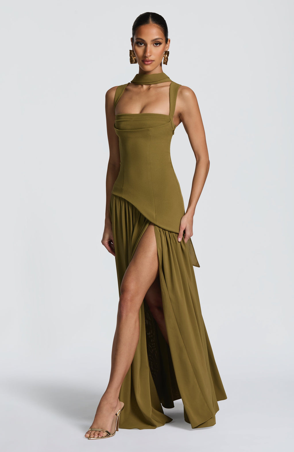 Robe Maxi Sans Bretelles pour Femmes avec Corset et Taille Asymétrique