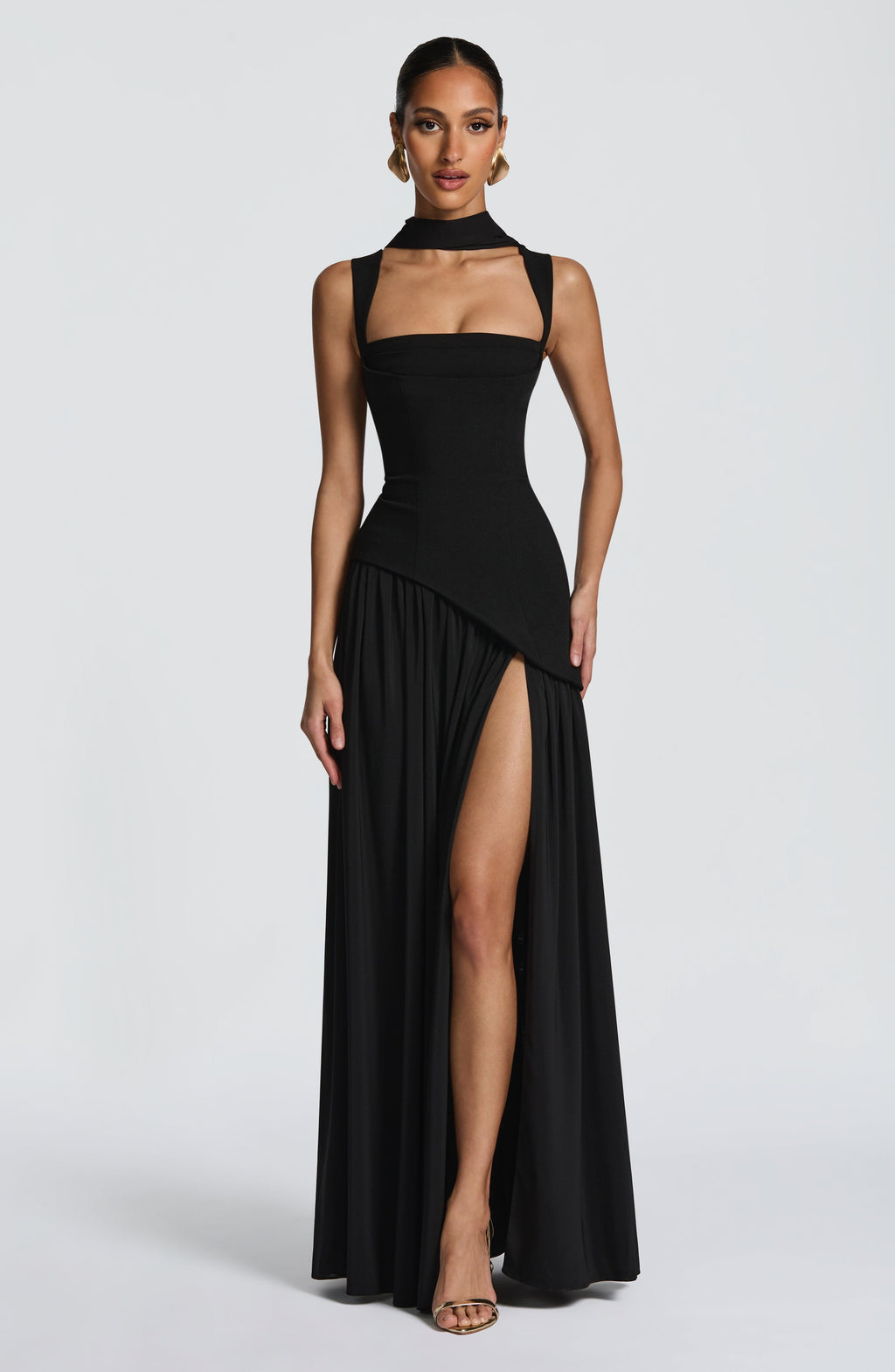 Robe Maxi Sans Bretelles pour Femmes avec Corset et Taille Asymétrique