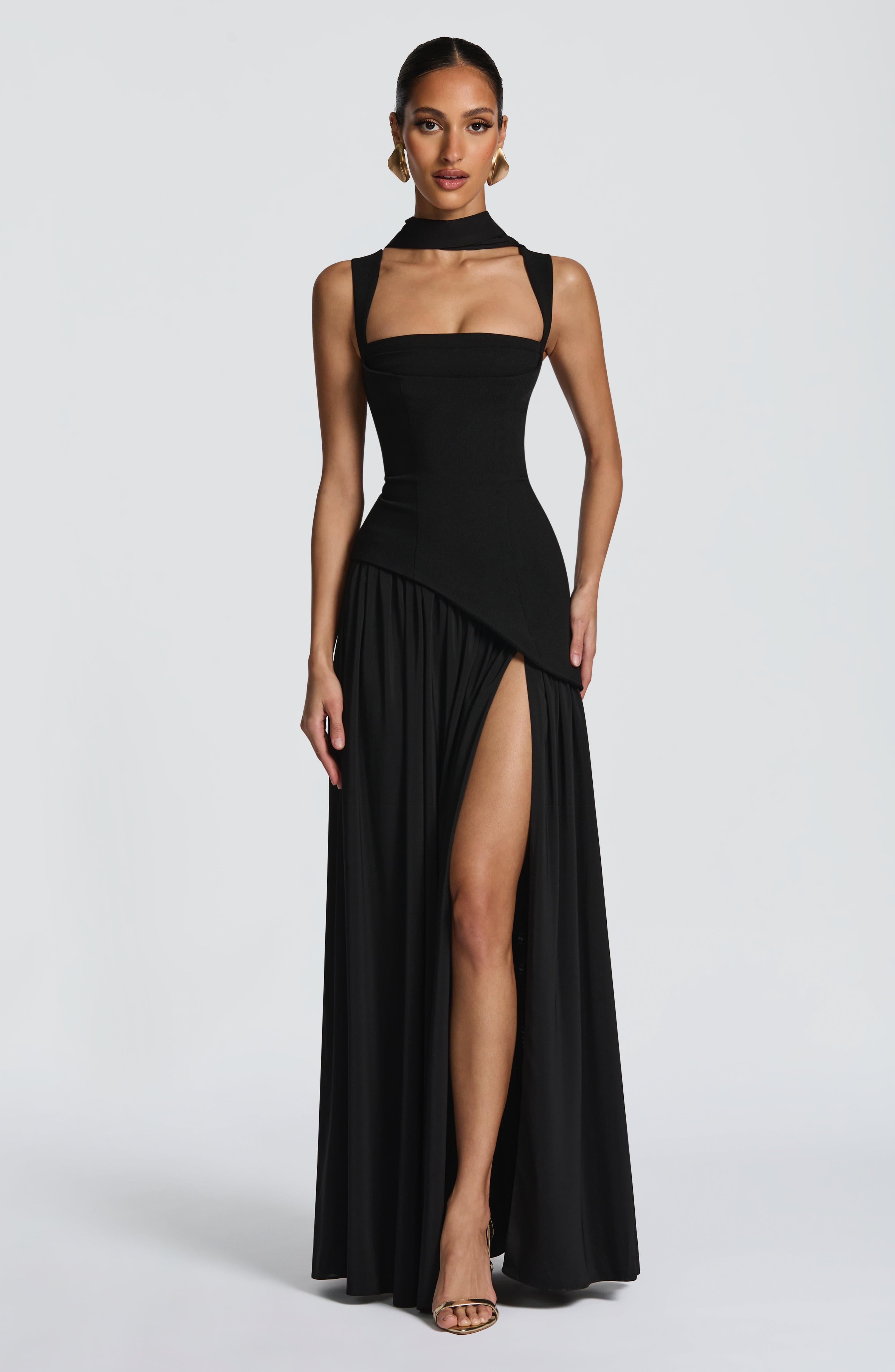 Robe Maxi Sans Bretelles pour Femmes avec Corset et Taille Asymétrique