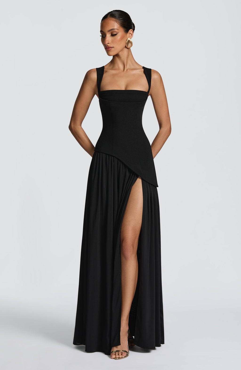 Robe Maxi Sans Bretelles pour Femmes avec Corset et Taille Asymétrique