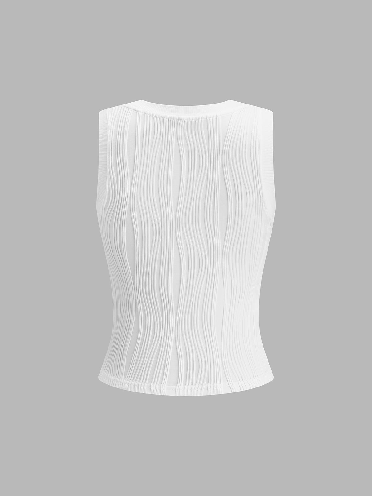 Débardeur Femme Sans Manches avec Col Ronde et Texture Ondulée Slim Fit