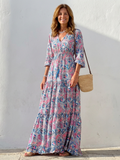 Isabella | Robe Maxi Bohémienne à Manches Longues et Décolleté en V
