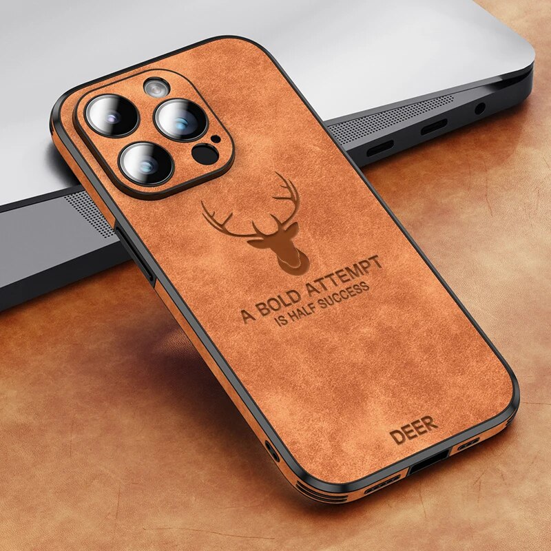 Deer - Étui en Cuir Luxe pour iPhone avec Design Élégant et Protection Antichoc