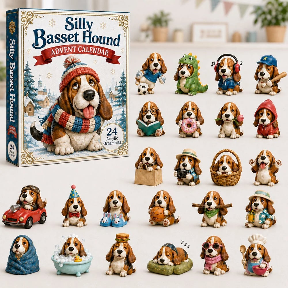 Calendrier de l'Avent Basset Hound Fou 2026 – 24 Jours de Surprises