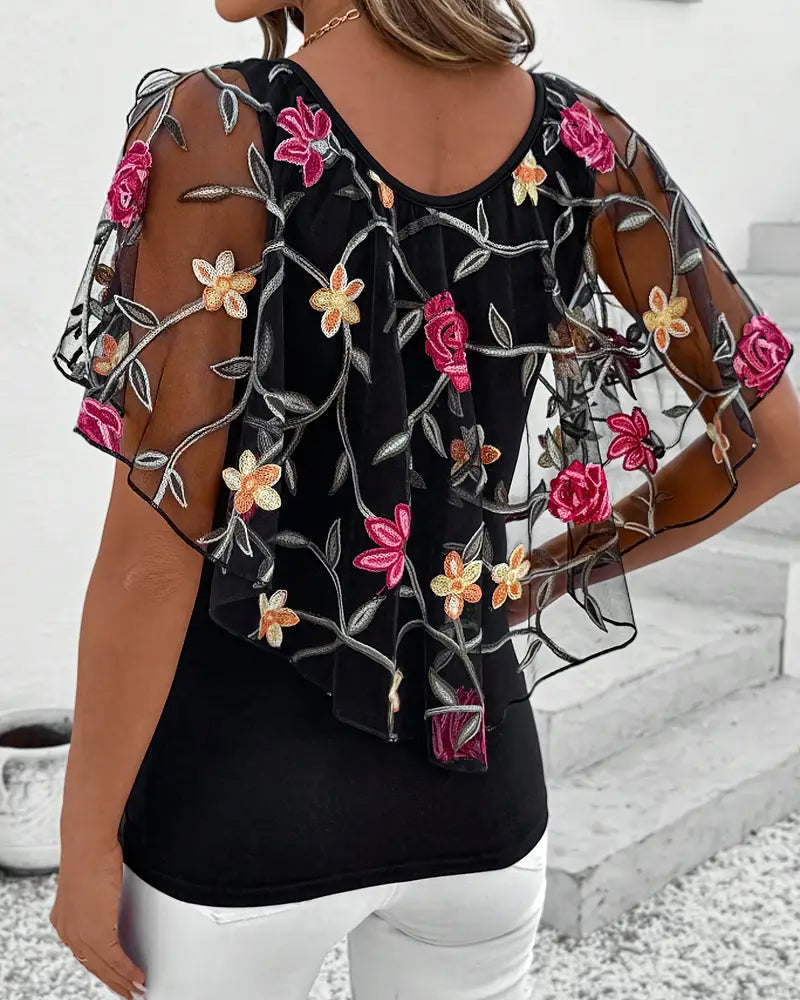 Adeline | blouse élégante en maille brodée lourde