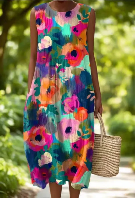 Emili | Robe sans manches en coton-lin