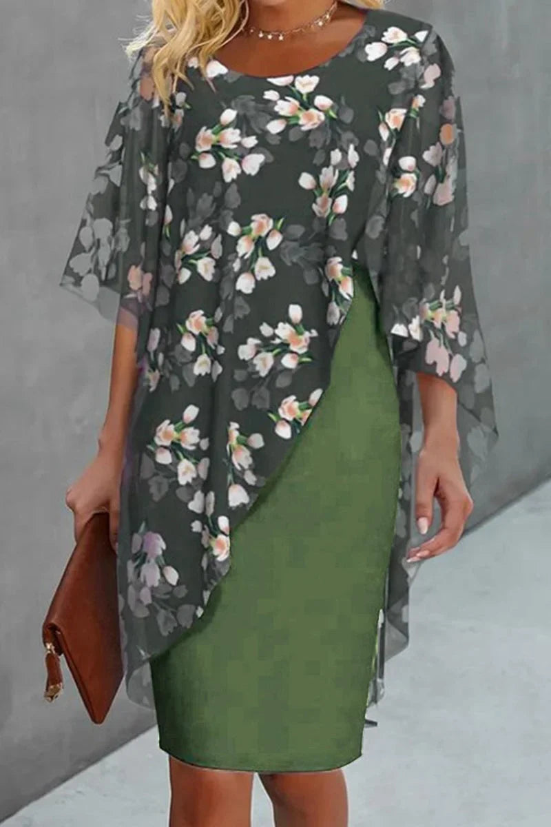 Risse | Robe midi avec sur-robe florale
