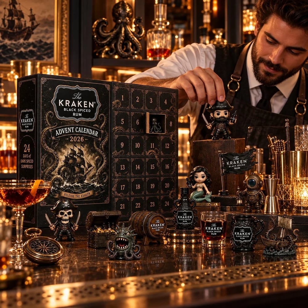 Calendrier de l'Avent Kraken Rum – Compte à rebours de Noël en 24 mini bouteilles