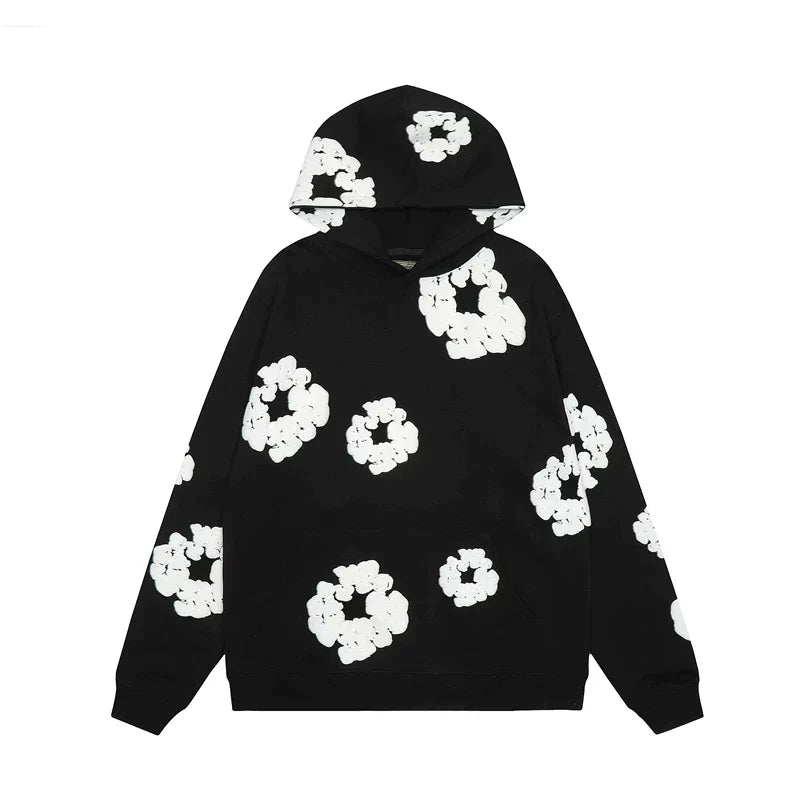 Hoodie pour hommes avec imprimé floral et mélange de coton