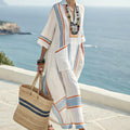 Robe kimono longue à rayures pour femme — plage