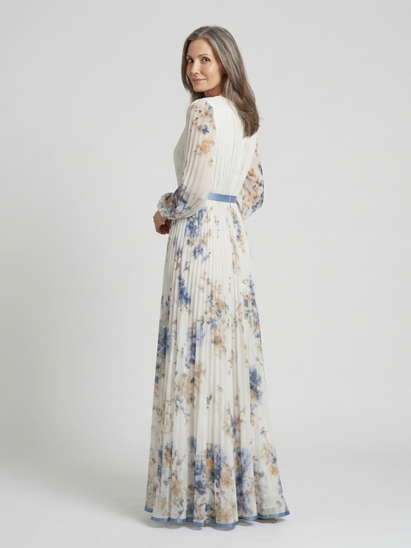 Lavinia | Robe Maxi Florale à Manches Longues et Décolleté en V