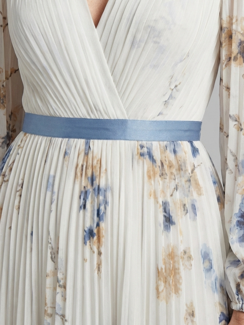 Lavinia | Robe Maxi Florale à Manches Longues et Décolleté en V