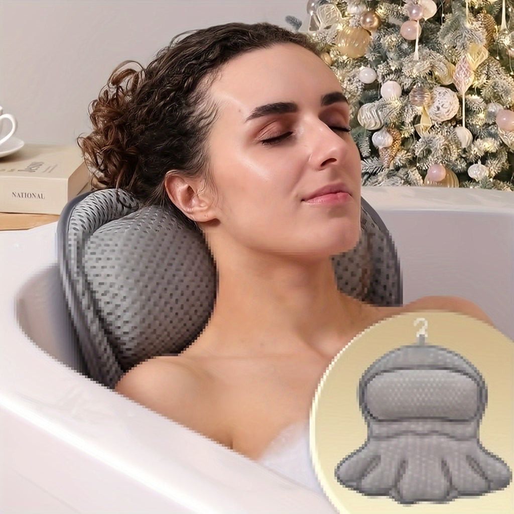 LuxieSpa 4D Coussin de Bain Luxe - Coussin Respirant avec Support pour le Cou et le Dos pour un Bain Relaxant