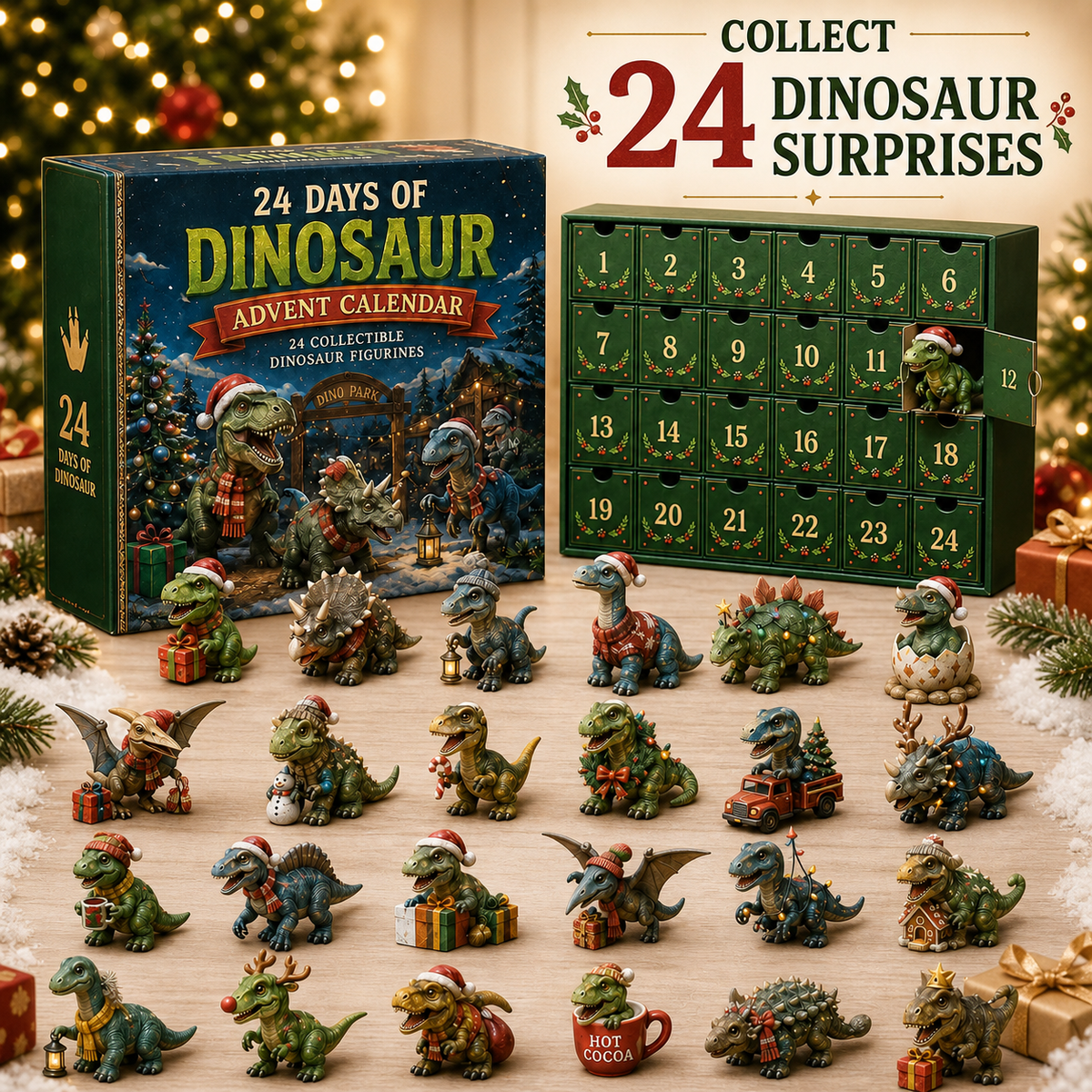 Calendrier de l'Avent Dinosaure – 24 Jours, 24 Figurines à Collectionner