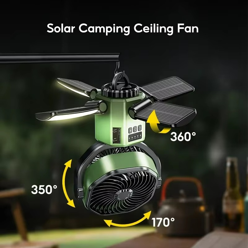 VenturoX Ventilateur de Camping | Ventilateur portable avec 4 vitesses et éclairage LED