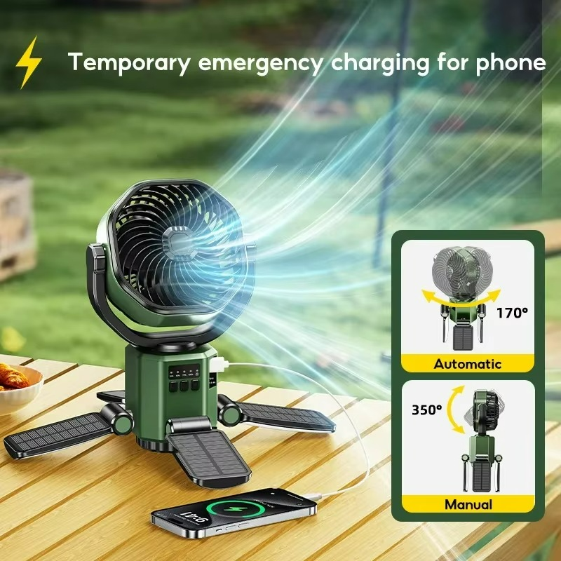 VenturoX Ventilateur de Camping | Ventilateur portable avec 4 vitesses et éclairage LED