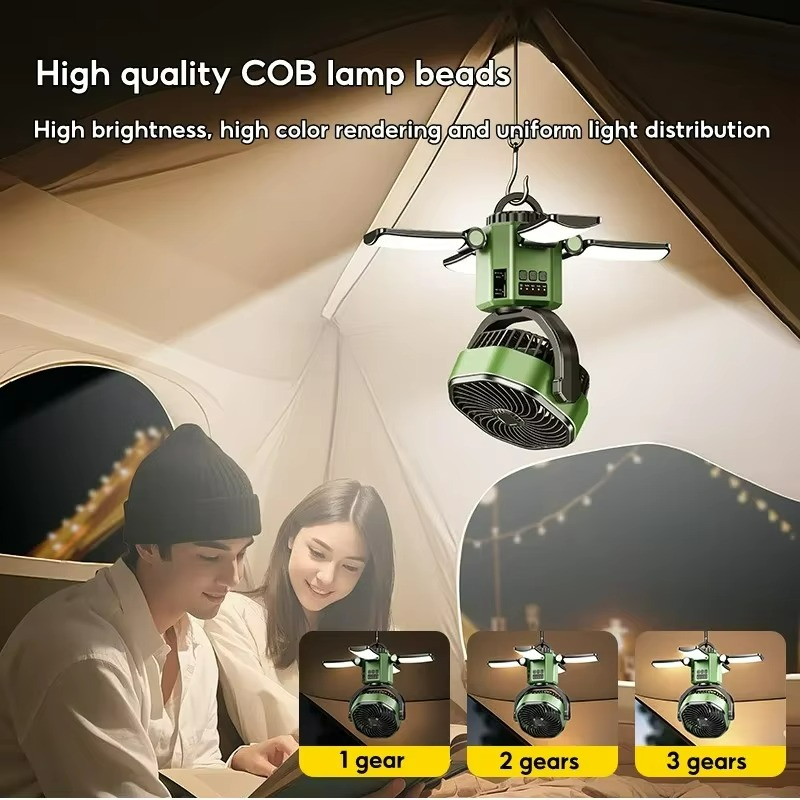 VenturoX Ventilateur de Camping | Ventilateur portable avec 4 vitesses et éclairage LED
