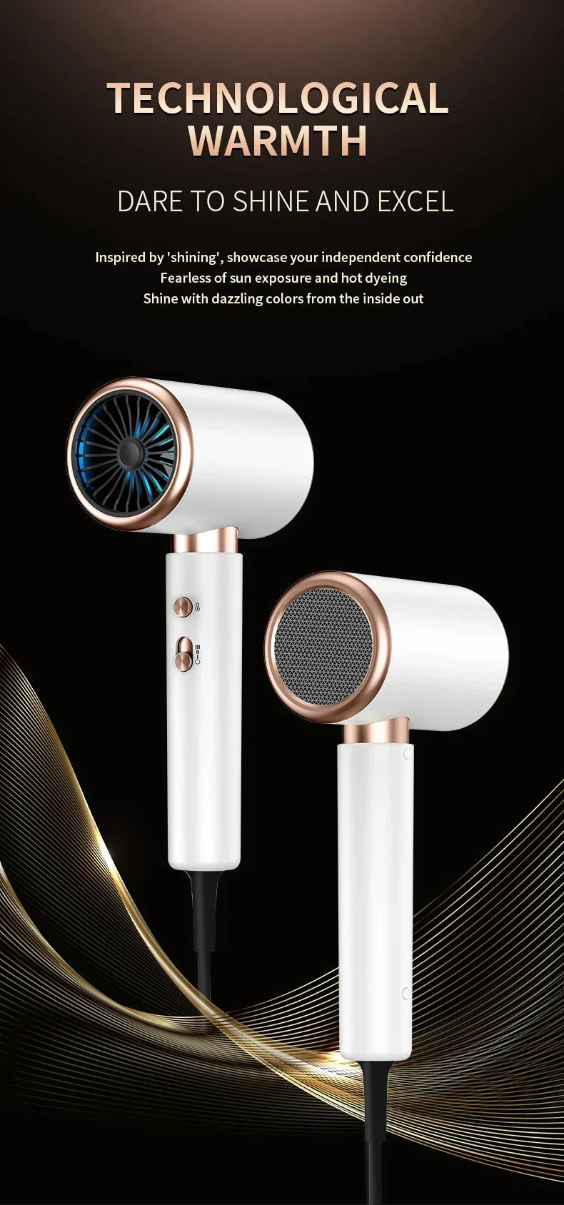 Sèche-cheveux haute performance 2400W avec technologie ionique et air froid et chaud