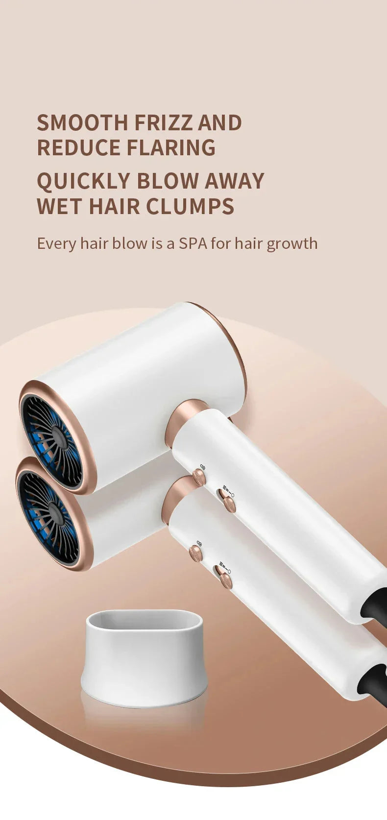 Sèche-cheveux haute performance 2400W avec technologie ionique et air froid et chaud