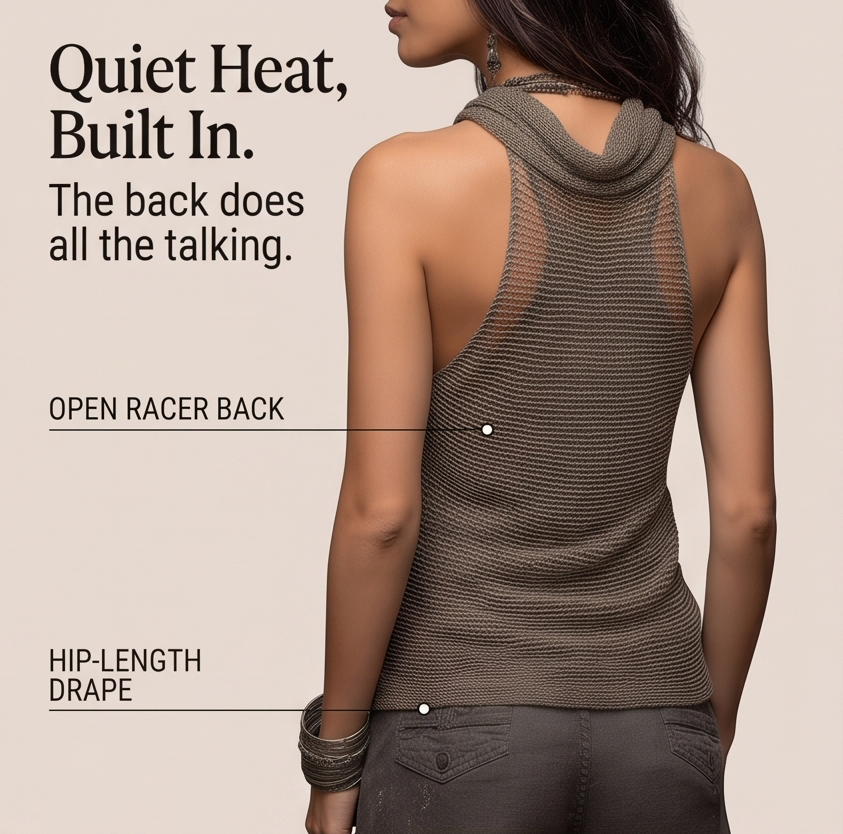 Lunessa – Haut en tricot à col drapé et dos nu
