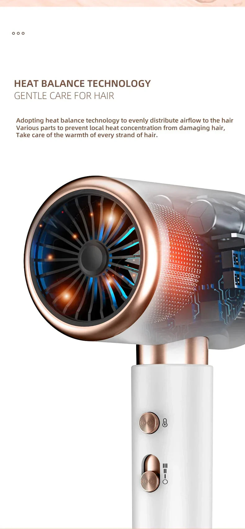 Sèche-cheveux haute performance 2400W avec technologie ionique et air froid et chaud
