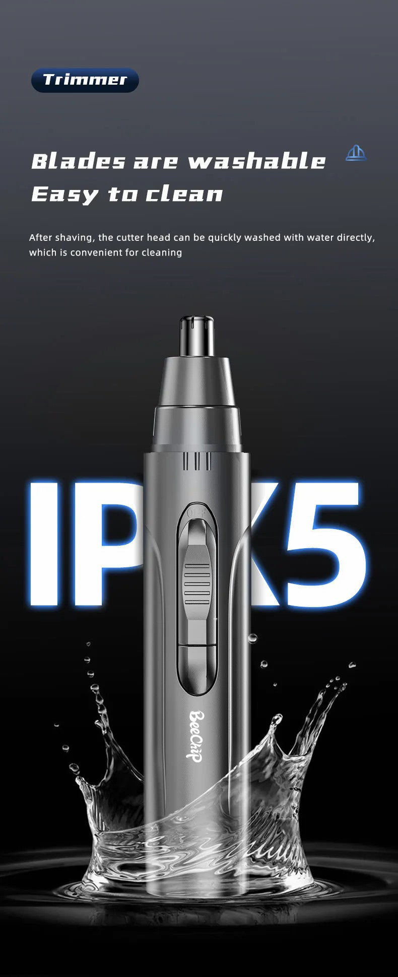 Rasoir professionnel pour les poils du nez et des oreilles sans douleur pour hommes et femmes – Rechargeable