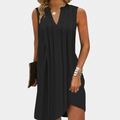 Robe Femme Sans Manches Col V Robe Fluide Décontractée Été