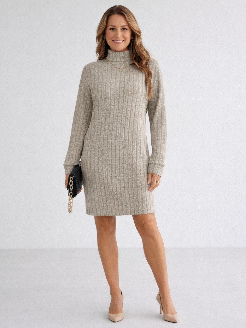 Margot | Robe en Tricot Côtelé à Col Roulé