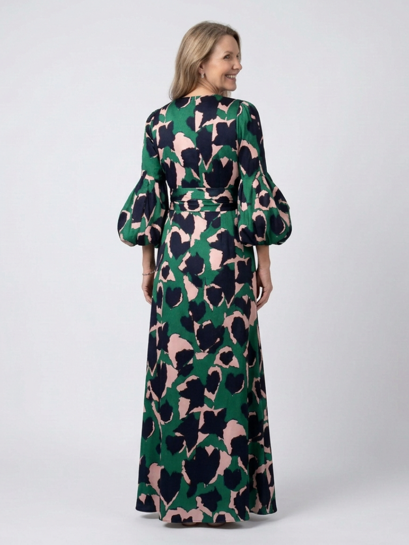 Isolde | Robe Maxi à Encolure en V et Ceinture à Nouer à Manches Longues