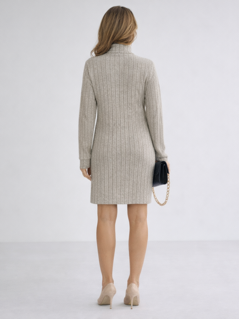Margot | Robe en Tricot Côtelé à Col Roulé