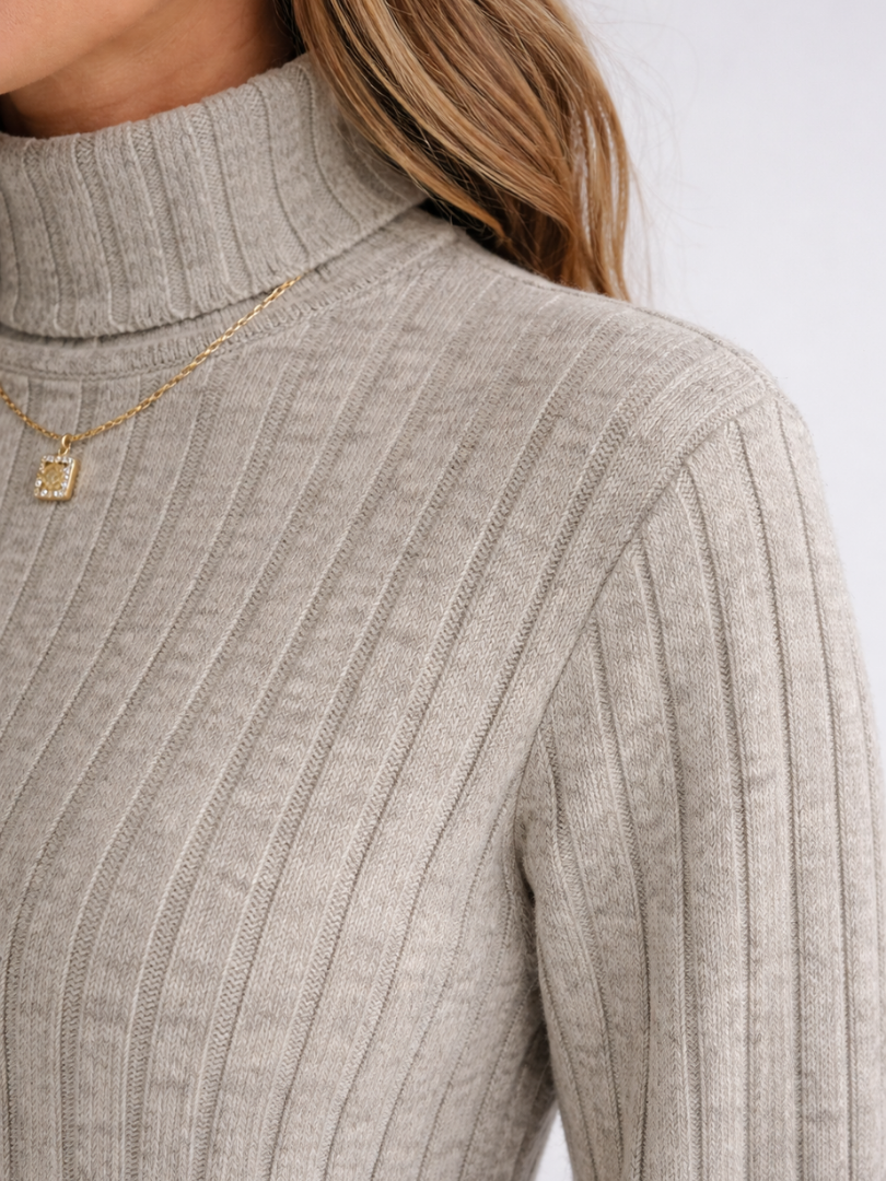Margot | Robe en Tricot Côtelé à Col Roulé