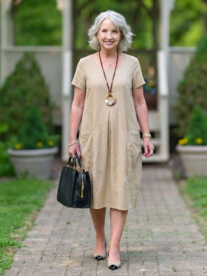 Diane | Robe plissée à manches courtes longueur genou